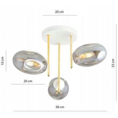 Emibig Lampa sufitowa ARGO 3 WH GRAFIT E14 10W MAX LED 1277/3 (1277/3)